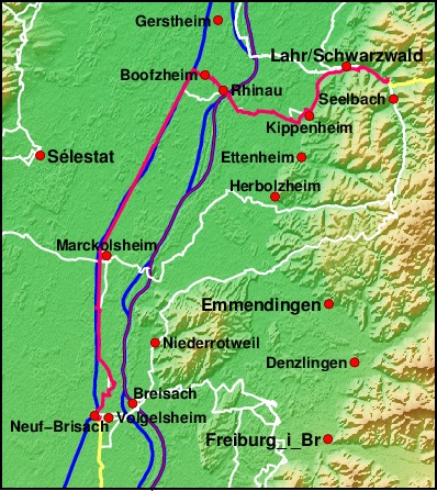 Karte Neuf-Brisach - Lahr